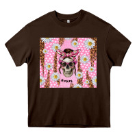 Chocolate Brown skull mom pink glitter with daisy Heavy Core Tee - TumblerDesignByShophia
