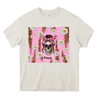 Cream skull mom pink glitter with daisy Heavy Core Tee - TumblerDesignByShophia