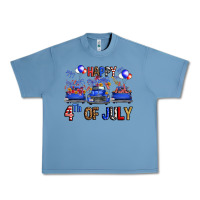 Pebble Blue Western Truck Hello Fourth Of July America Urban Heavy Tee - FaDigitalArtStudio