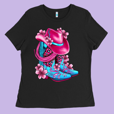Valentine Cowboy Boots And Hat Olivia Ladies Tee Designed By Oliviacreatesart