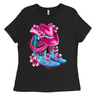 Black valentine cowboy boots and hat olivia Ladies Tee - OliviaCreatesArt