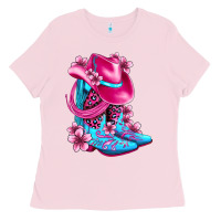 Bubblegum Pink valentine cowboy boots and hat olivia Ladies Tee - OliviaCreatesArt