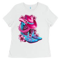White valentine cowboy boots and hat olivia Ladies Tee - OliviaCreatesArt