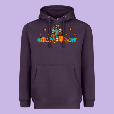 Thankful Cross Pumpkin Heavyweight Hoodie Designed By Jahusdesignshop