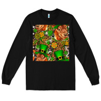 Black st patricks  cow with candy Long Sleeve Tee - FaDigitalArtStudio