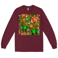 Burgundy st patricks  cow with candy Long Sleeve Tee - FaDigitalArtStudio