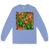 Colony Blue st patricks  cow with candy Long Sleeve Tee - FaDigitalArtStudio