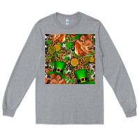 Heather Grey st patricks  cow with candy Long Sleeve Tee - FaDigitalArtStudio
