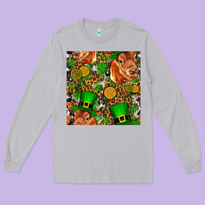St Patricks  Cow With Candy Long Sleeve Tee Designed By Fadigitalartstudio