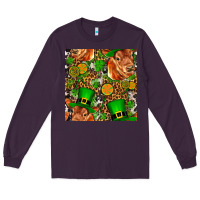 Plum st patricks  cow with candy Long Sleeve Tee - FaDigitalArtStudio
