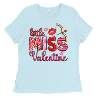 Baby Blue little miss valentine Ladies Tee - OliviaCreatesArt