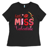 Black little miss valentine Ladies Tee - OliviaCreatesArt