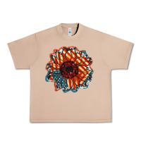 Burro American Flag sunflower 4th of july Urban Heavy Tee - FaDigitalArtStudio