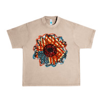 French Oak American Flag sunflower 4th of july Urban Heavy Tee - FaDigitalArtStudio