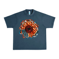 Midnight Navy American Flag sunflower 4th of july Urban Heavy Tee - FaDigitalArtStudio