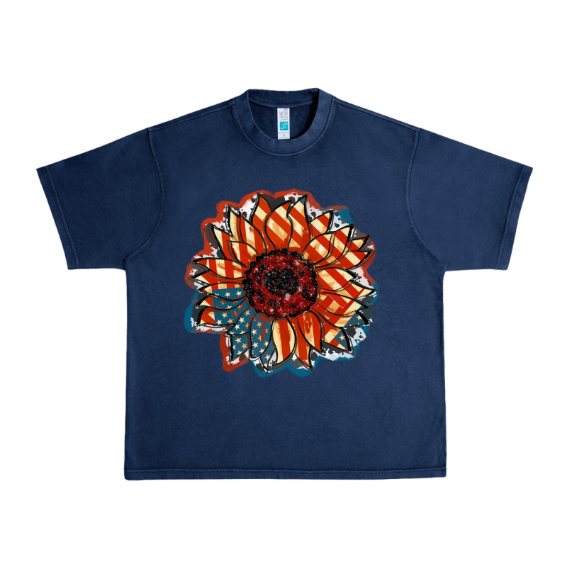 American Flag Sunflower 4th Of July Urban Heavy Tee by FaDigitalArtStudio | Teevron