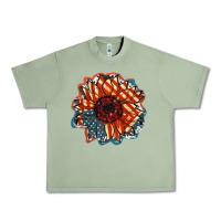 Oil Green American Flag sunflower 4th of july Urban Heavy Tee - FaDigitalArtStudio