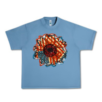 Pebble Blue American Flag sunflower 4th of july Urban Heavy Tee - FaDigitalArtStudio