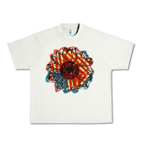 Pistachio American Flag sunflower 4th of july Urban Heavy Tee - FaDigitalArtStudio