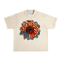 Sandshell American Flag sunflower 4th of july Urban Heavy Tee - FaDigitalArtStudio