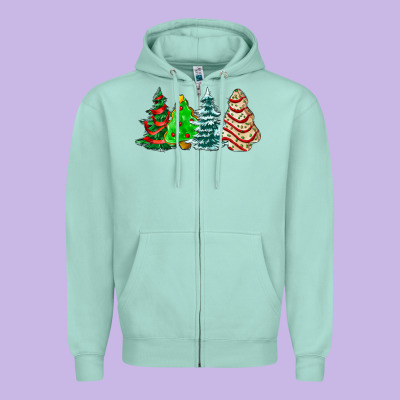 Christmas Tree Cakes And Christmas Trees  Ado Zipper Hoodie Designed By Adodesignshop