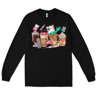 Black Nurse Coffee Cups Long Sleeve Tee - FaDigitalArtStudio