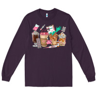 Plum Nurse Coffee Cups Long Sleeve Tee - FaDigitalArtStudio