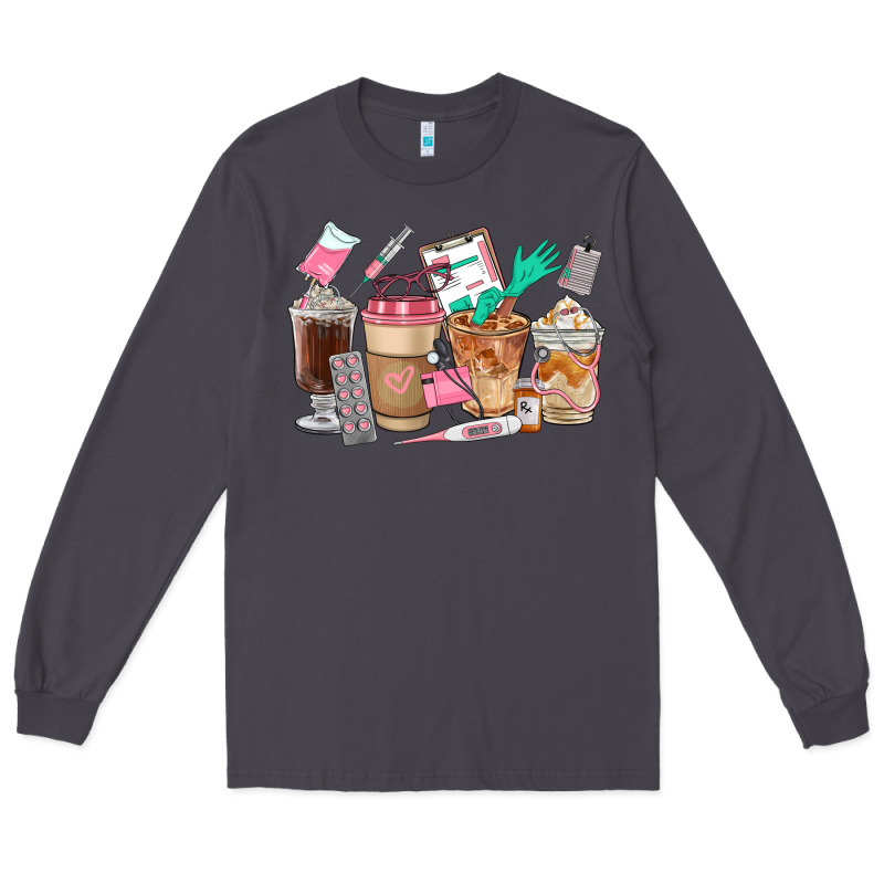 Nurse Coffee Cups Long Sleeve Tee by FaDigitalArtStudio | Teevron