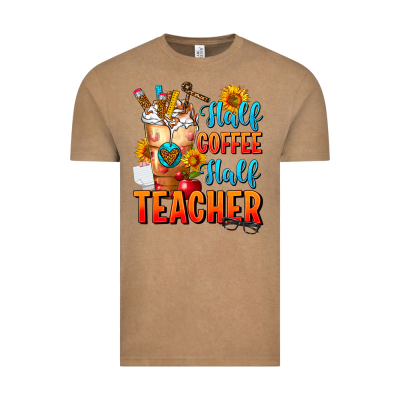 Half Coffee Half Teacher Vintage Tee by FaDigitalArtStudio | Teevron
