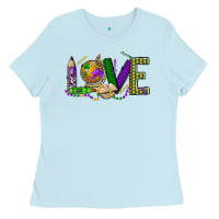 Baby Blue love teacher mardi gras Ladies Tee - OliviaCreatesArt