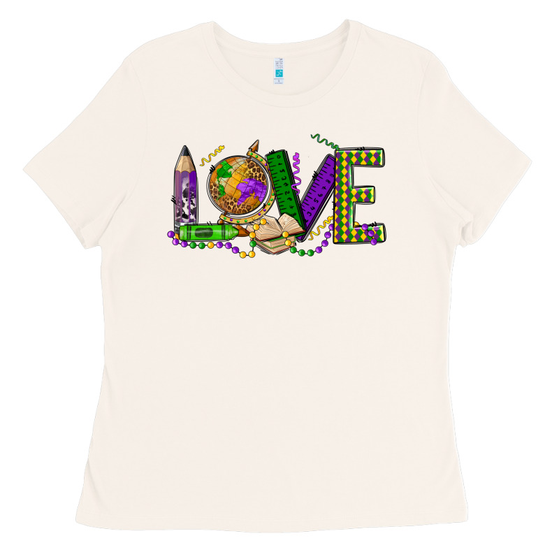 Love Teacher Mardi Gras Ladies Tee by OliviaCreatesArt | Teevron
