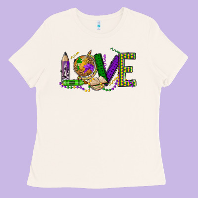 Love Teacher Mardi Gras Ladies Tee Designed By Oliviacreatesart