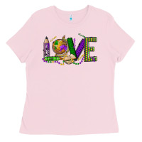 Bubblegum Pink love teacher mardi gras Ladies Tee - OliviaCreatesArt