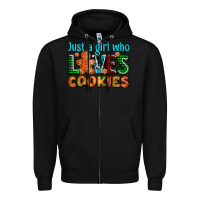 Black just a girl who loves cookies Zipper Hoodie - AdoDesignShop