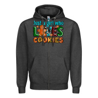 Charcoal Heather just a girl who loves cookies Zipper Hoodie - AdoDesignShop