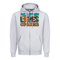 Heather Grey just a girl who loves cookies Zipper Hoodie - AdoDesignShop