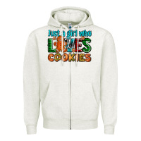 Oatmeal Heather just a girl who loves cookies Zipper Hoodie - AdoDesignShop