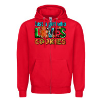 Red just a girl who loves cookies Zipper Hoodie - AdoDesignShop