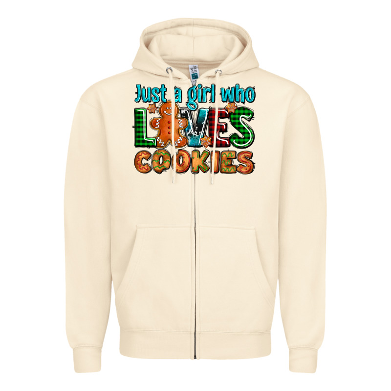 Just A Girl Who Loves Cookies Zipper Hoodie by AdoDesignShop | Teevron