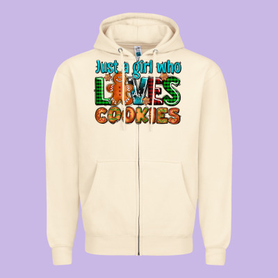 Just A Girl Who Loves Cookies Zipper Hoodie Designed By Adodesignshop