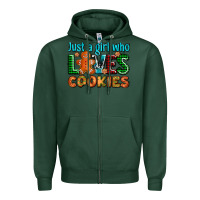 Sports Green just a girl who loves cookies Zipper Hoodie - AdoDesignShop