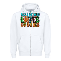 White just a girl who loves cookies Zipper Hoodie - AdoDesignShop