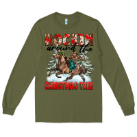 Army Green Rockin Around The Christmas Tree Rodeo Long Sleeve Tee - FaDigitalArtStudio