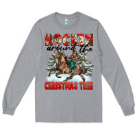 Heather Grey Rockin Around The Christmas Tree Rodeo Long Sleeve Tee - FaDigitalArtStudio