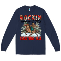 Navy Rockin Around The Christmas Tree Rodeo Long Sleeve Tee - FaDigitalArtStudio