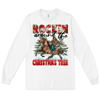 White Rockin Around The Christmas Tree Rodeo Long Sleeve Tee - FaDigitalArtStudio