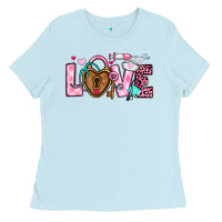 Baby Blue love valentines day nurse Ladies Tee - OliviaCreatesArt