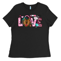 Black love valentines day nurse Ladies Tee - OliviaCreatesArt