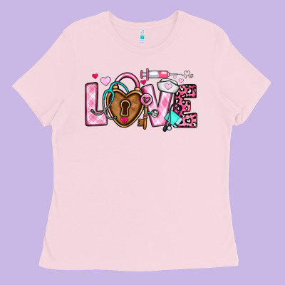 Love Valentines Day Nurse Ladies Tee Designed By Oliviacreatesart