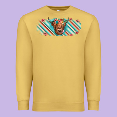 Cow Floral Premium Sweatshirt Designed By Jahusdesignshop